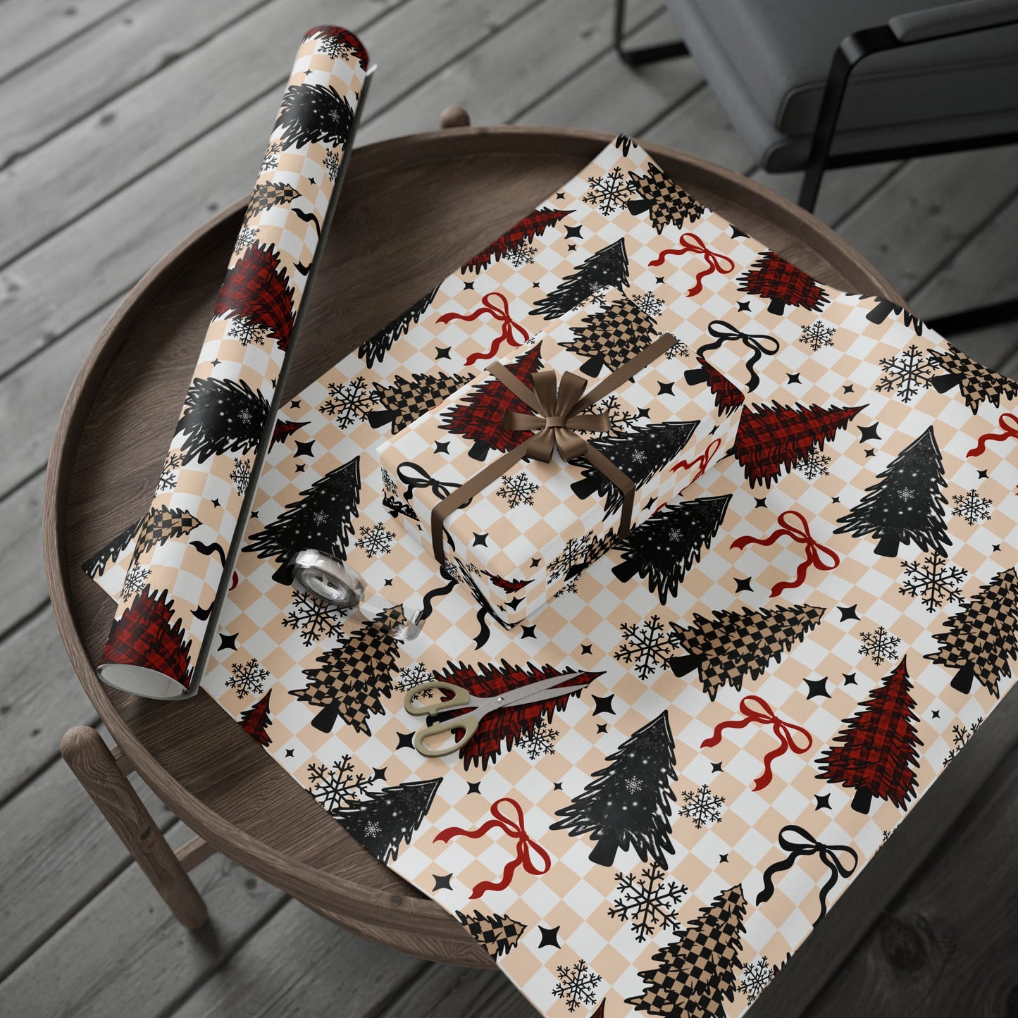 CSC Plaid Trees Wrapping Paper Roll