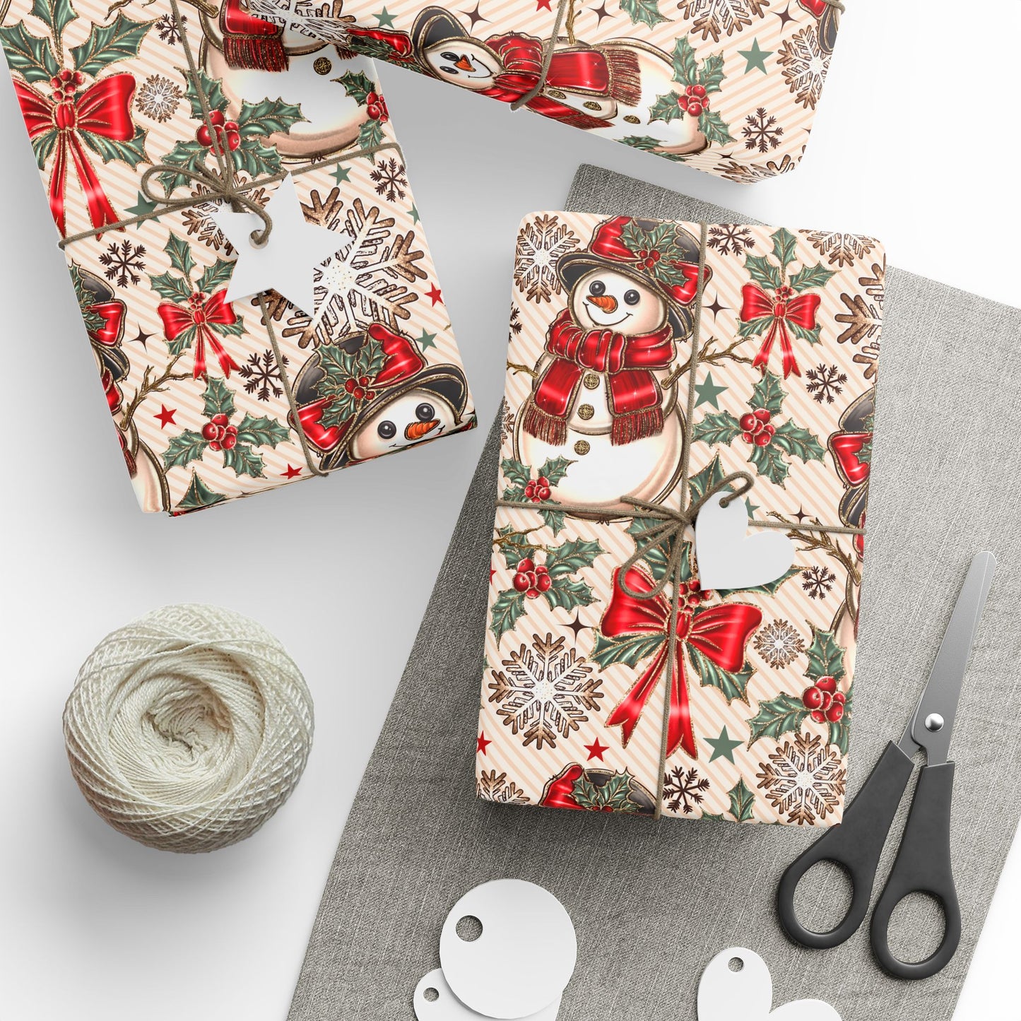 AGCM Snowman Red Wrapping Paper Roll