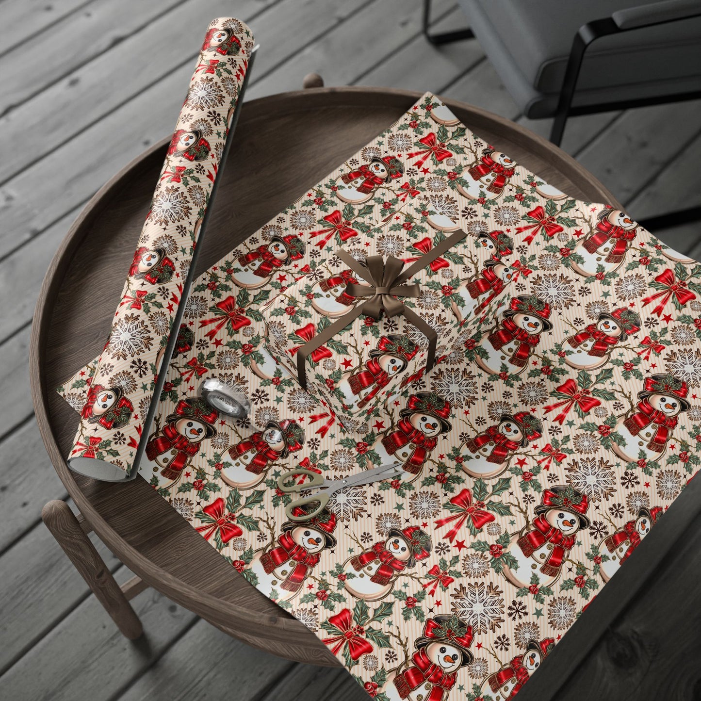 AGCM Snowman Red Wrapping Paper Roll