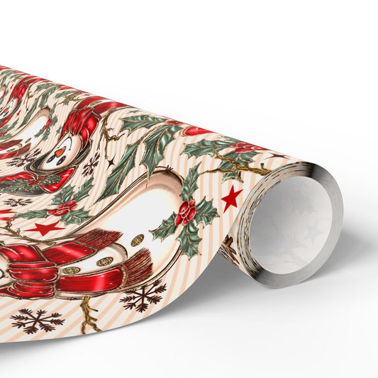 AGCM Snowman Red Wrapping Paper Roll