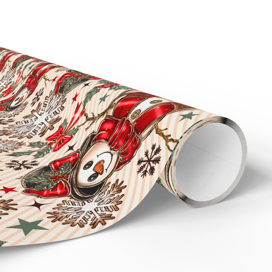 AGCM Snowman Red Wrapping Paper Roll