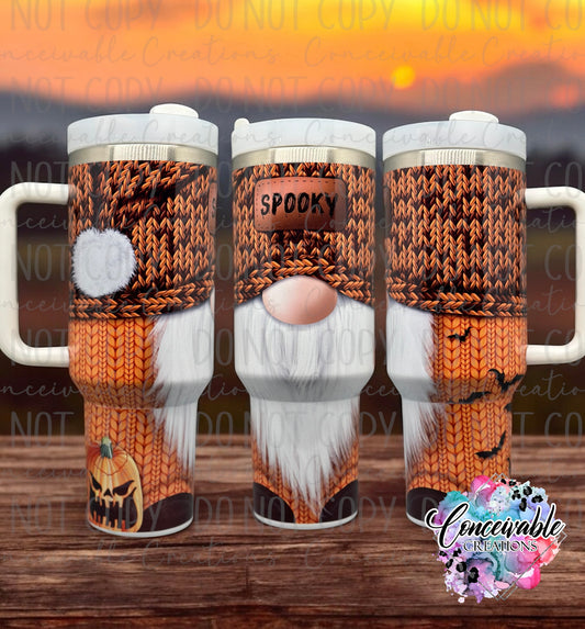 Spooky Gnome 40oz Sublimation Tumbler with Handle