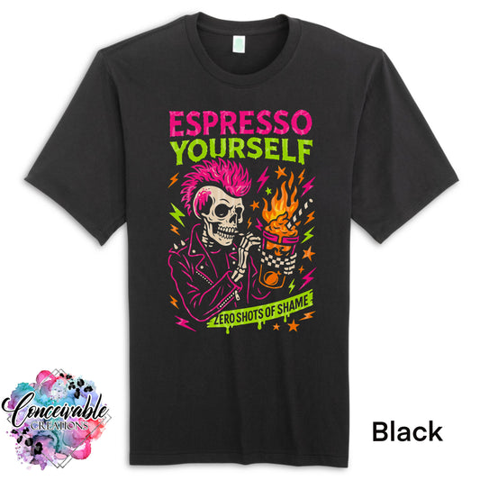Espresso Yourself_ Black t-shirt
