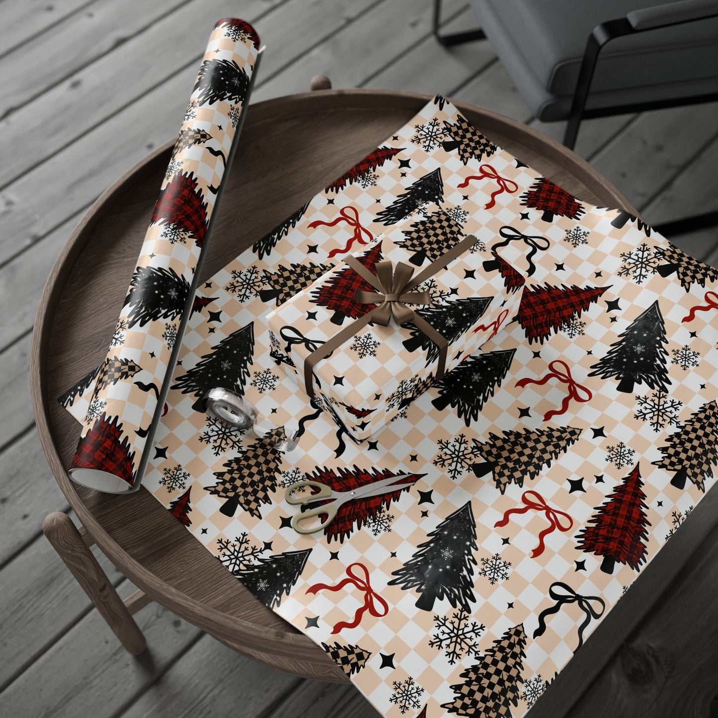 CSC Plaid Trees Wrapping Paper Roll