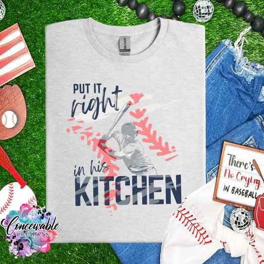 Put It Right in His Kitchen Baseball T-Shirt – Ash Grey