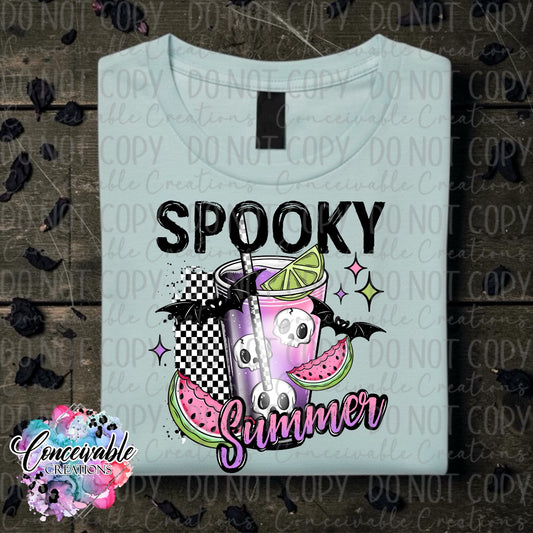 Spooky Summer Graphic Tee – Cute Skull Drink Summer Shirt